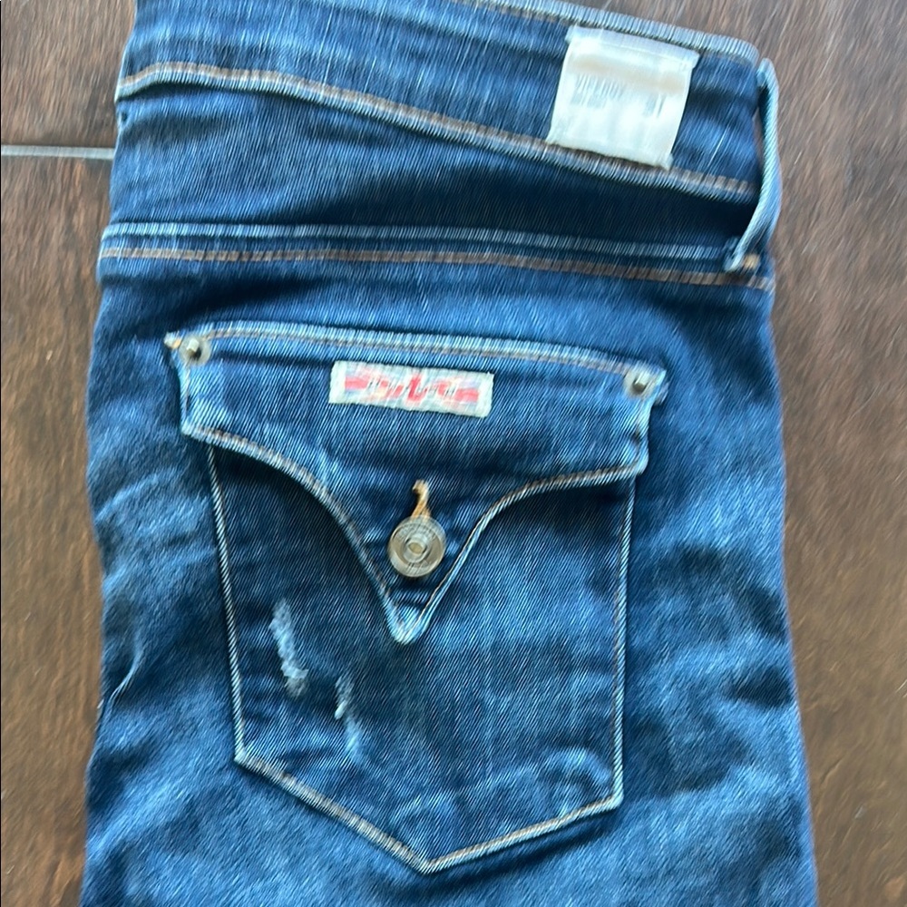 Hudson Jeans Blue Distressed Denim shorts with Subtle Fading